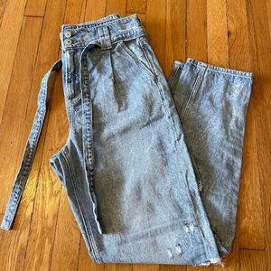 American Eagle High Waist Mom Jeans with Tie Belt